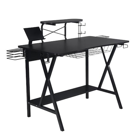 Xtrempro Xtrempro GD-100 Shelf Tray Basket Storage Tablet Station Power Strip Cable Management & Cup Holder Gaming Desk; Black GD-100